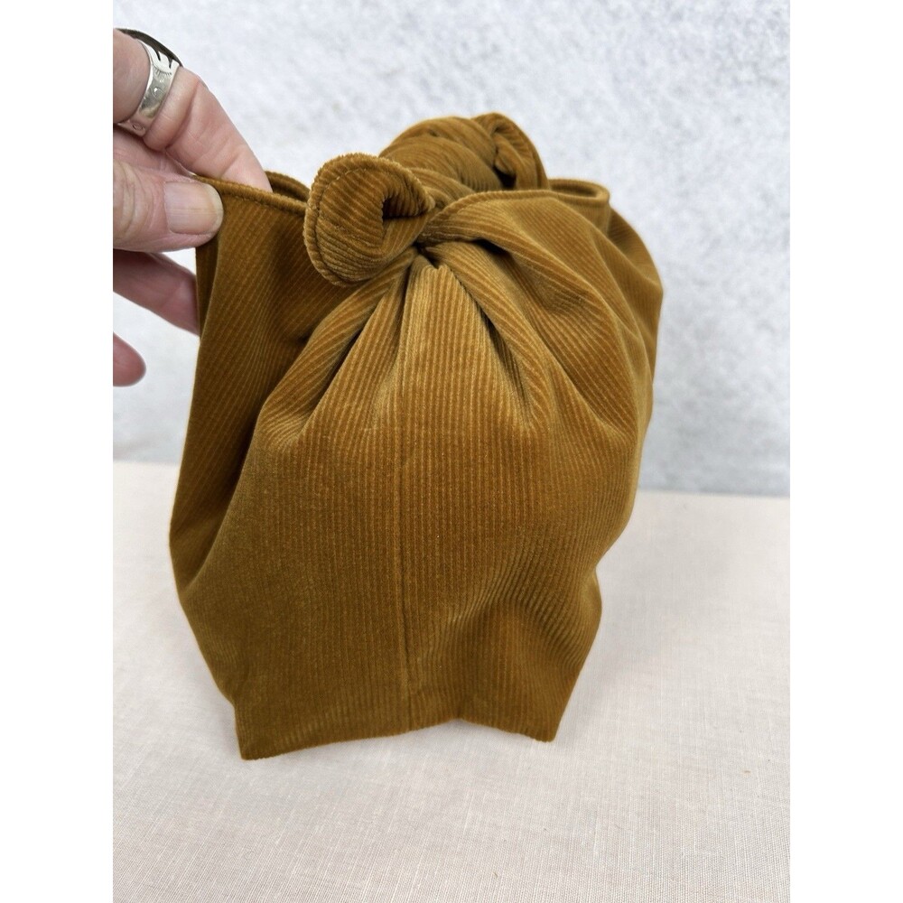 Merit Beauty Brown Corduroy Makeup Bag Tie Top Pouch